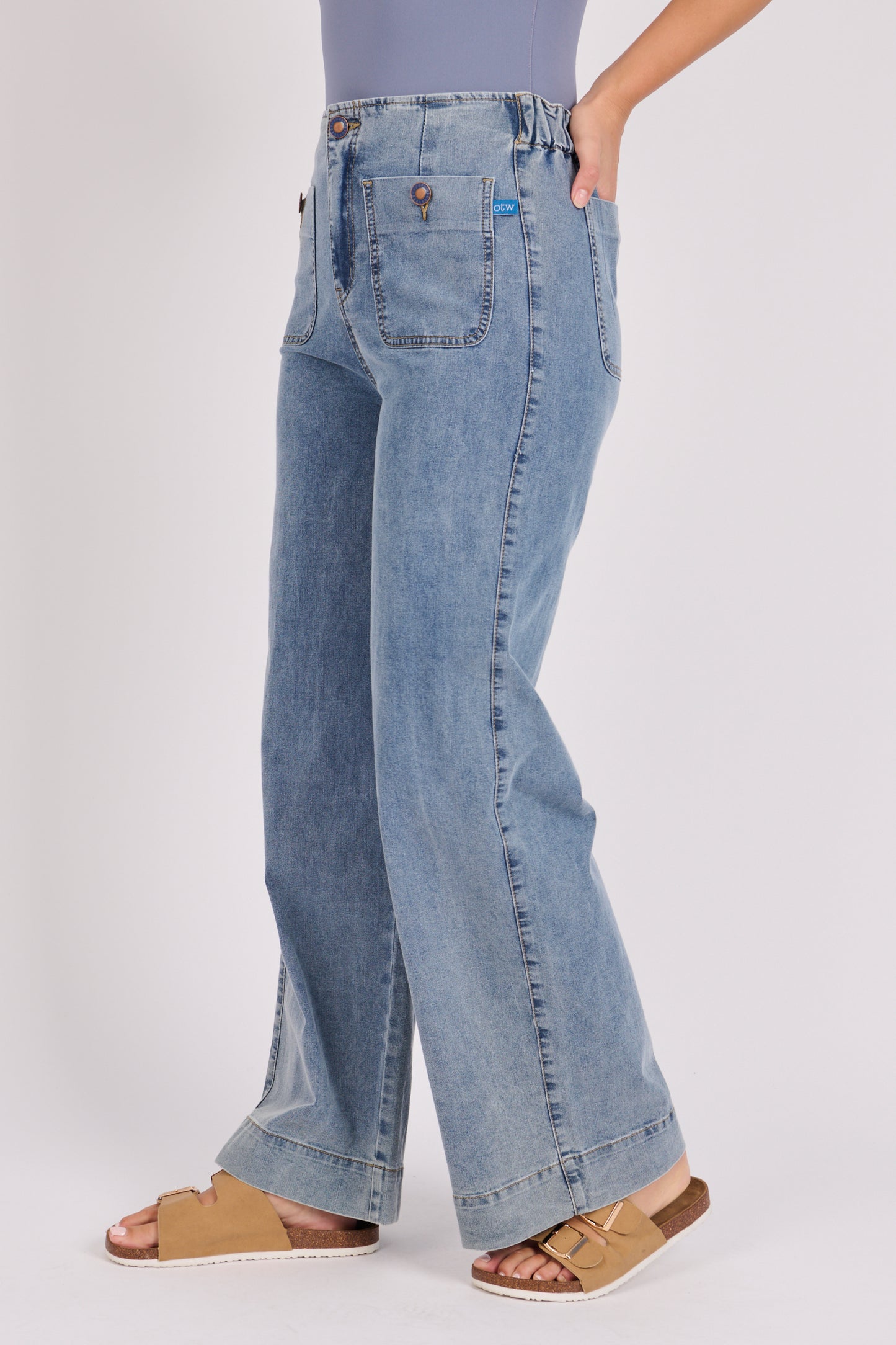 onetenwillow Pocket Detail Jeans - Mid Blue