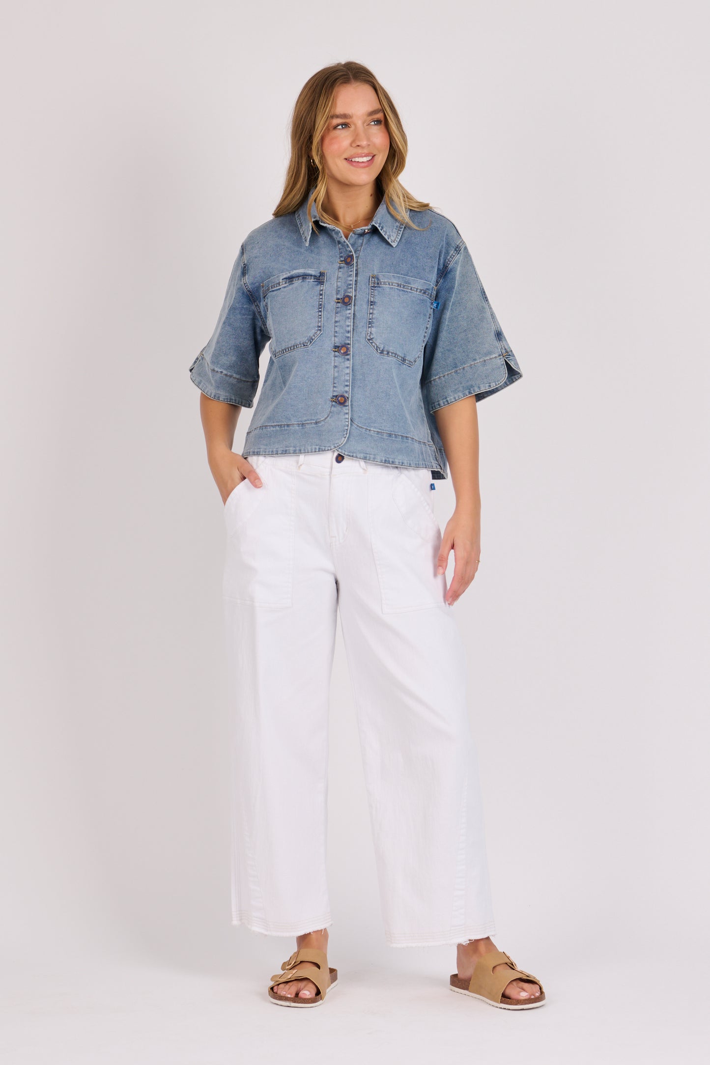 onetenwillow Short Sleeve Jacket - Mid Blue