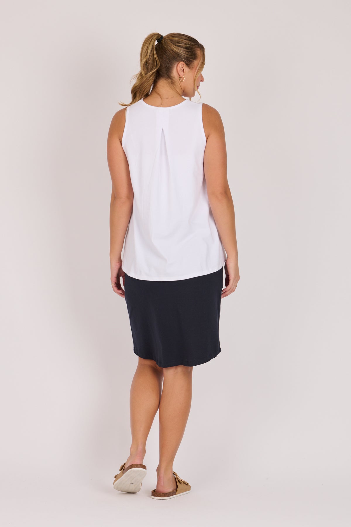 onetenwillow Pleat Back Tank - White