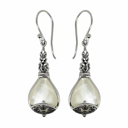 BD Sterling Silver & Mother of Pearl Filigree Drop Earrings