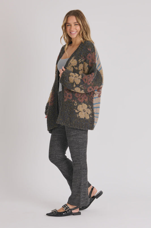 Ellis & Dewey Slouch Cardigan Earth Floral
