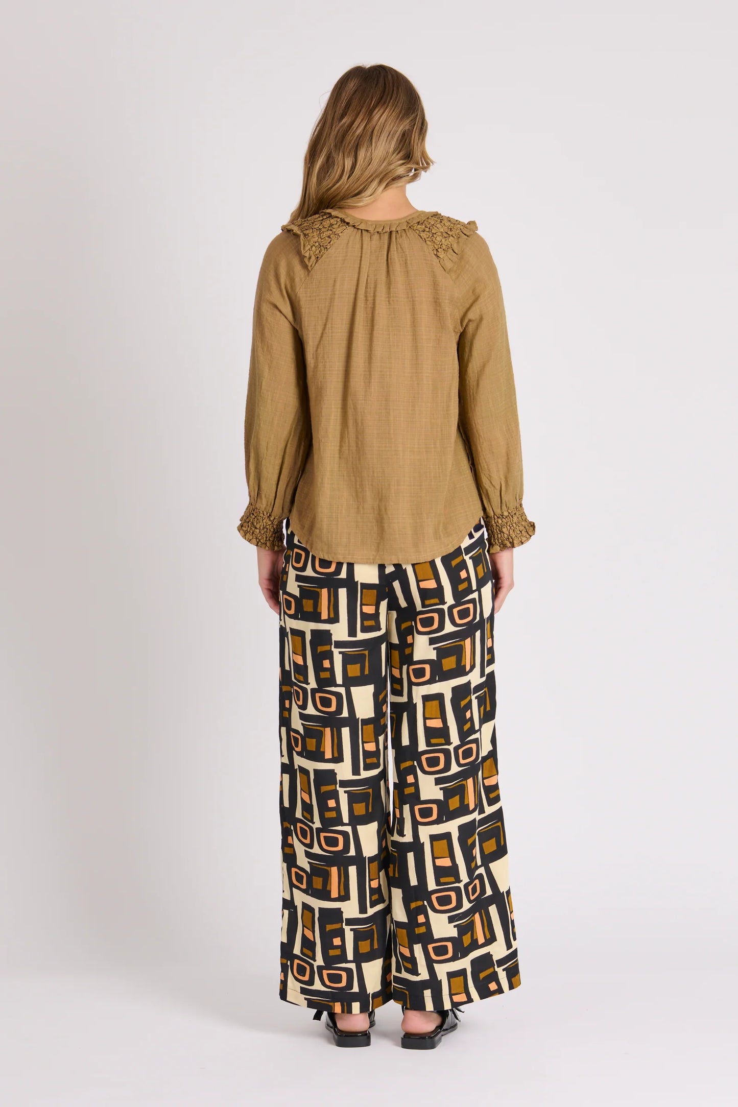 Ellis & Dewey Lace Sleeve Blouse - Olive