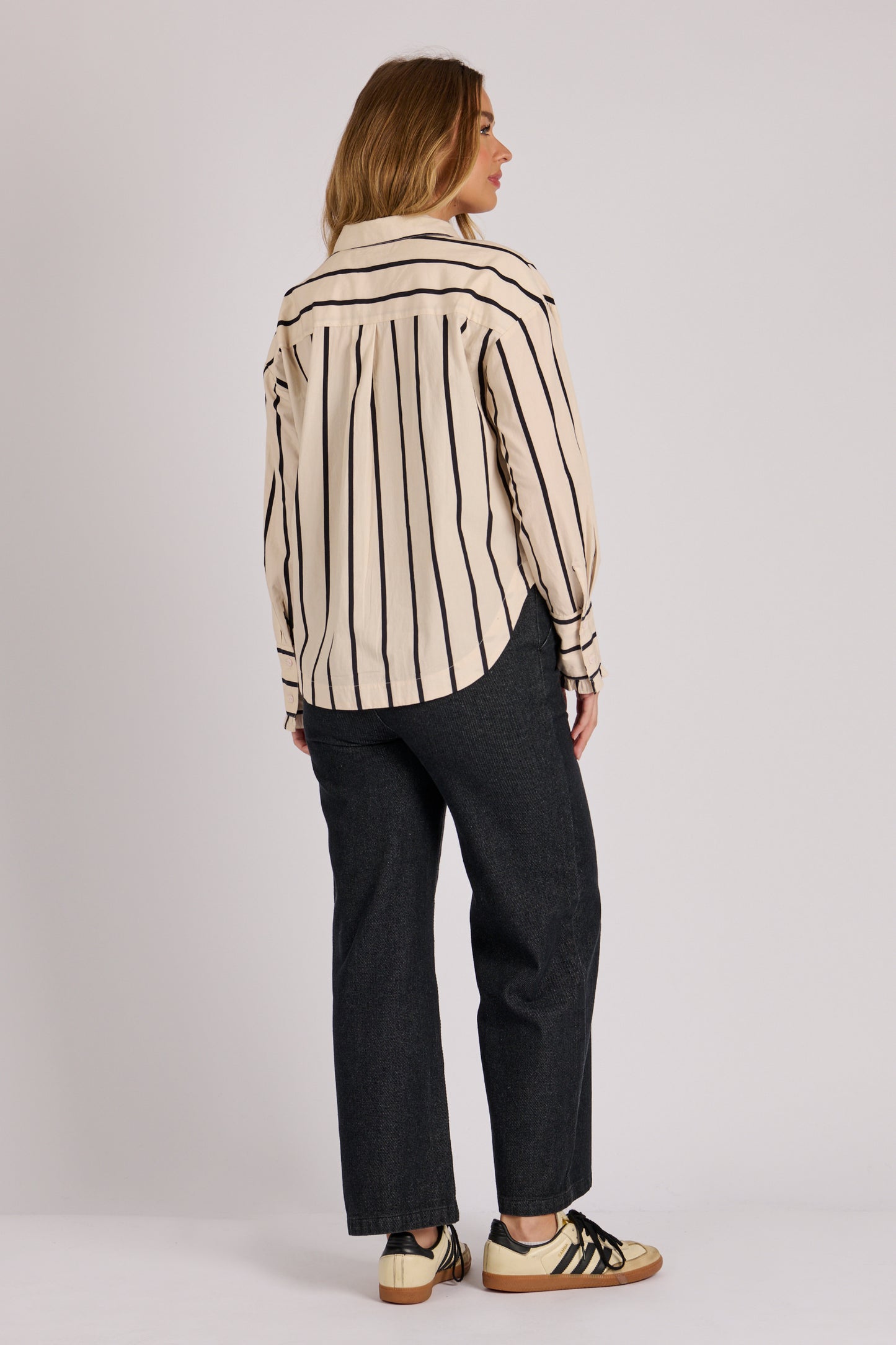 Ellis & Dewey Button Through Shirt - Ecru/Black Stripe