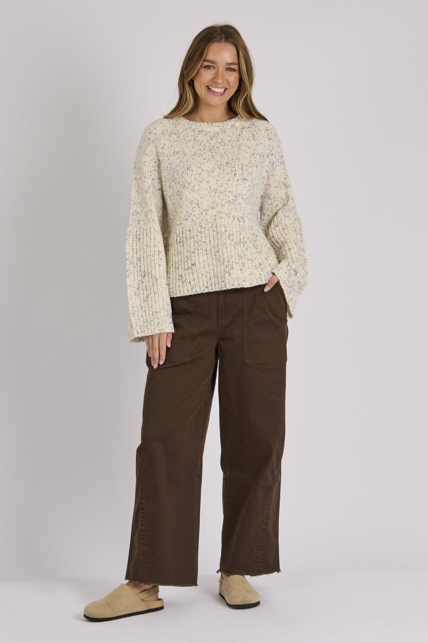Ellis & Dewey Hem Detail Jumper - Speckled Blue