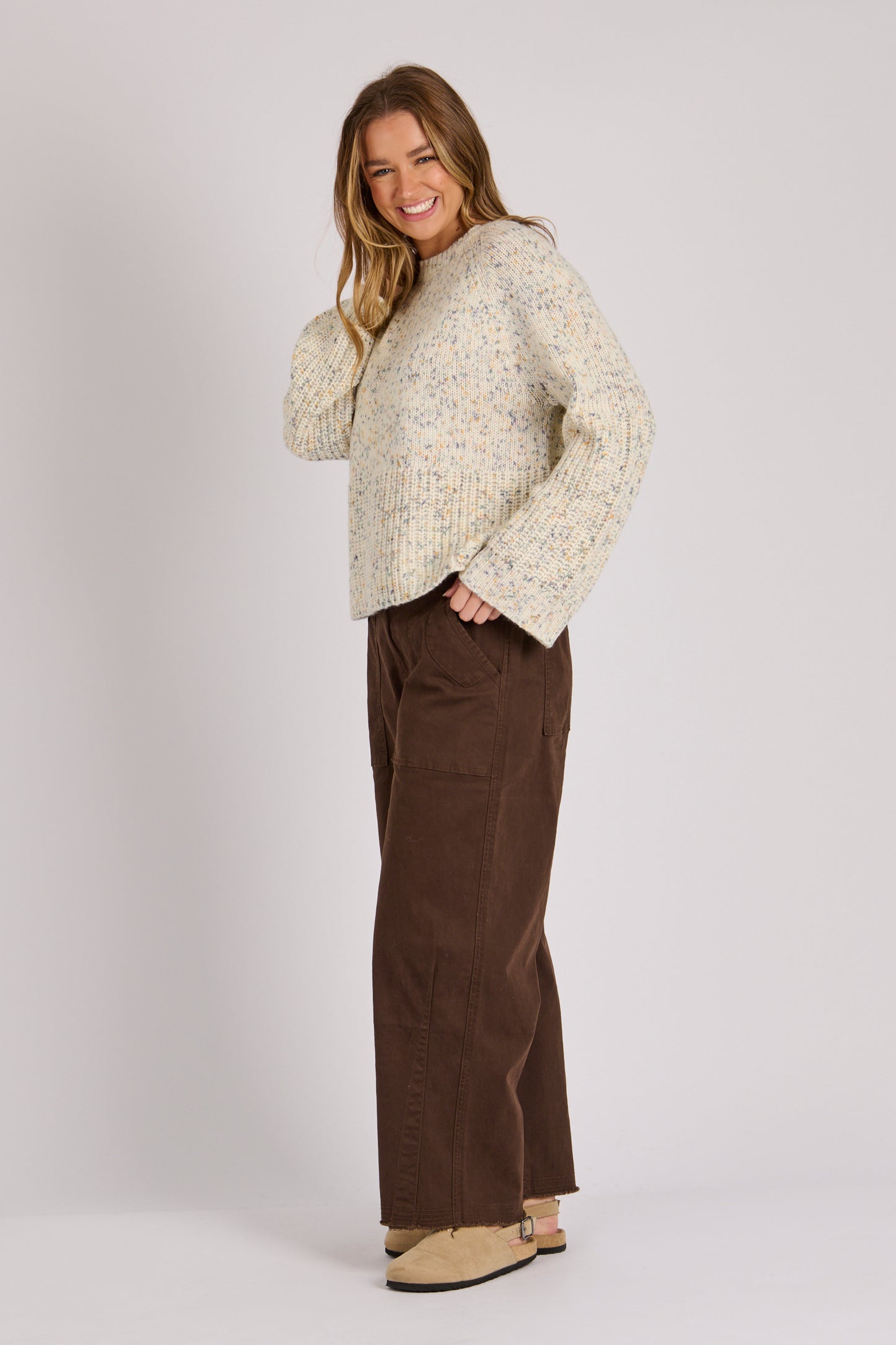 Ellis & Dewey Hem Detail Jumper - Speckled Blue