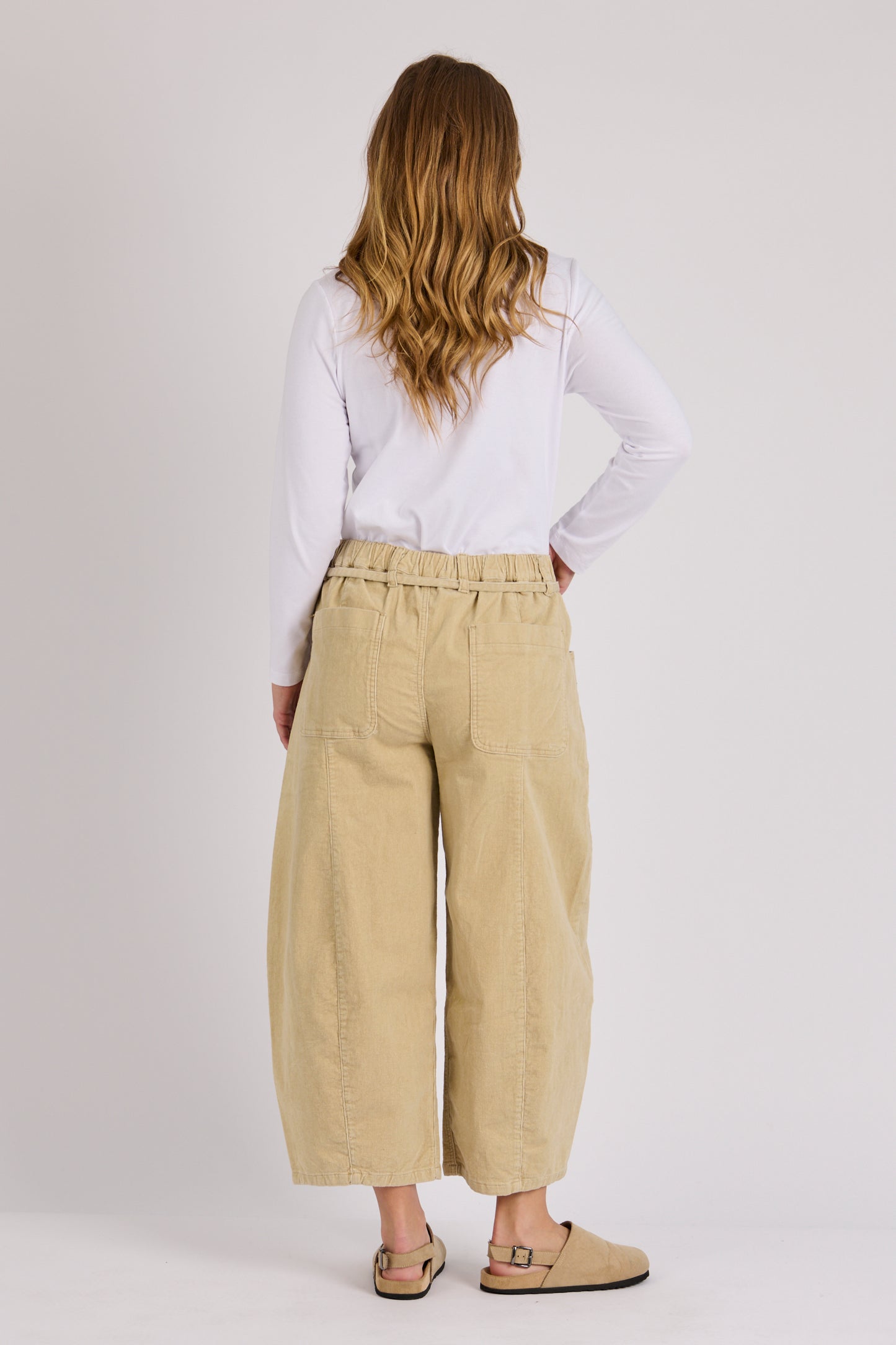 Ellis & Dewey Cord Barrell Leg Pant - Stone
