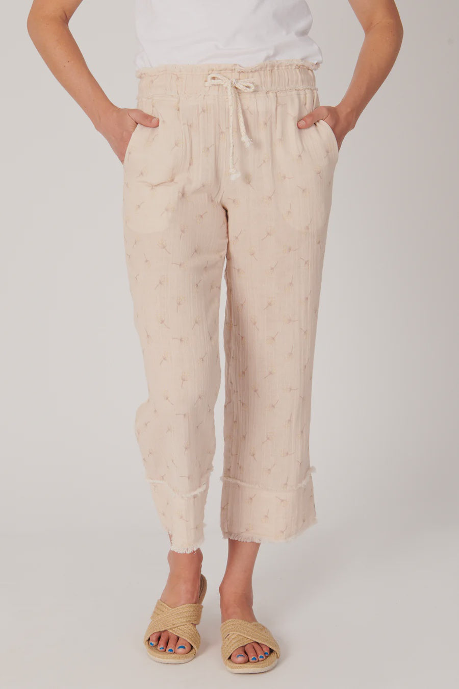 Ellis & Dewey Hem Detail Pant Field Of Dandelions