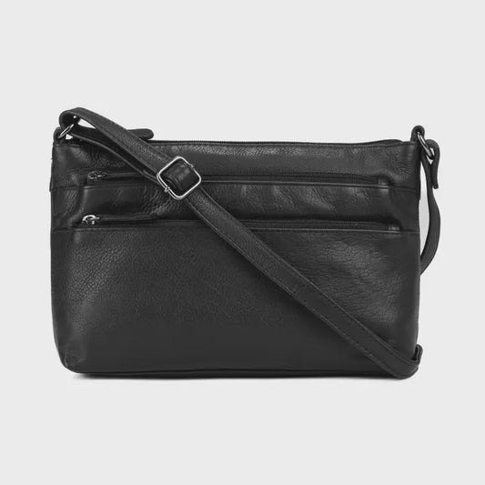 Greenwood Leather Ladies Cross Body Bag Black
