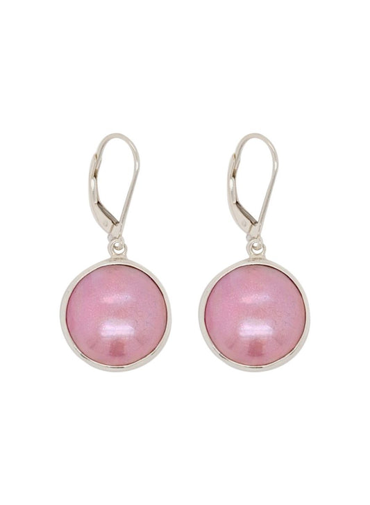 BD Silver & Pink Circle Hang Earrings