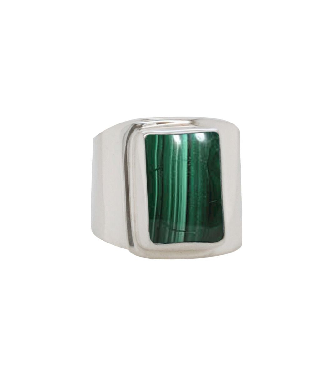 BD Sterling Silver Rectangle Malachite Adjustable Ring