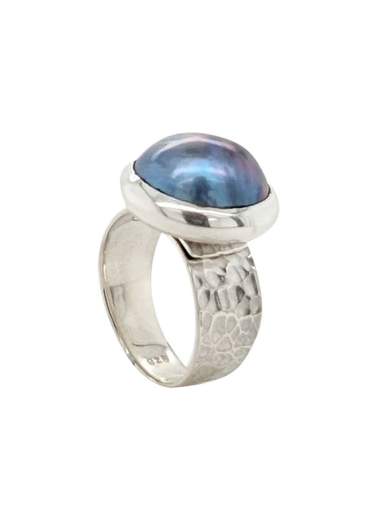 BD Sterling Silver & Blue Mabé Adjustable Ring