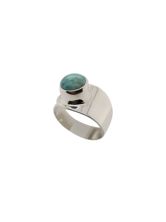 BD Sterling Silver & Round Turquoise Adjustable Ring