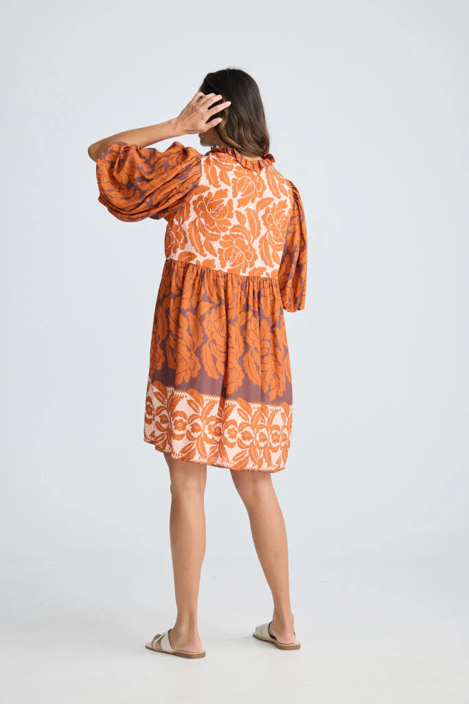 Holiday Island Time Dress Tuscan Palm Print