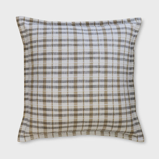 Madras Link Bolton Charcoal/Beige Woven Cushion 50 CM
