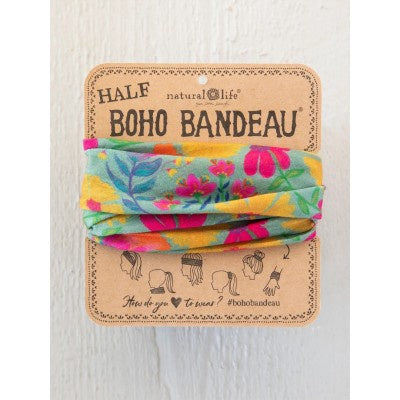 Natural Life Half Boho Bandeau - Yellow Dusty Blue Flower