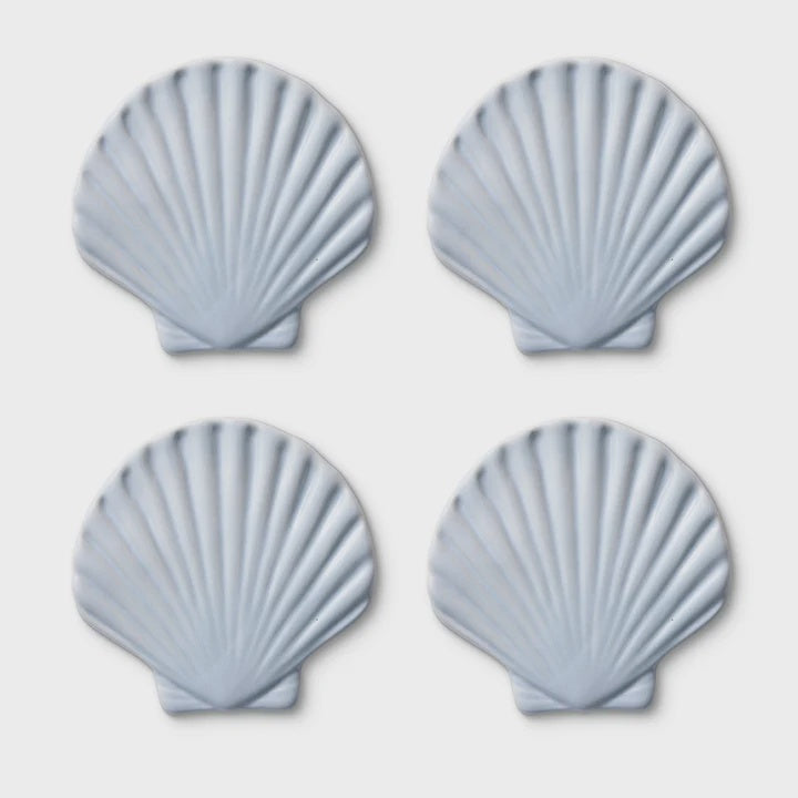 Madras Link Seashell Coasters - Light Blue