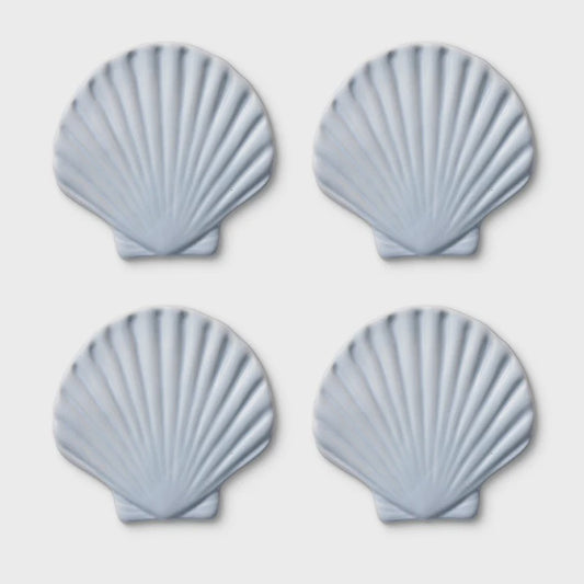 Madras Link Seashell Coasters - Light Blue