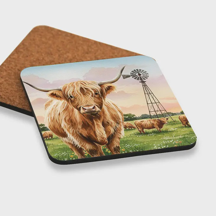 Kelly Lane Highland Cow Coasters 6pk