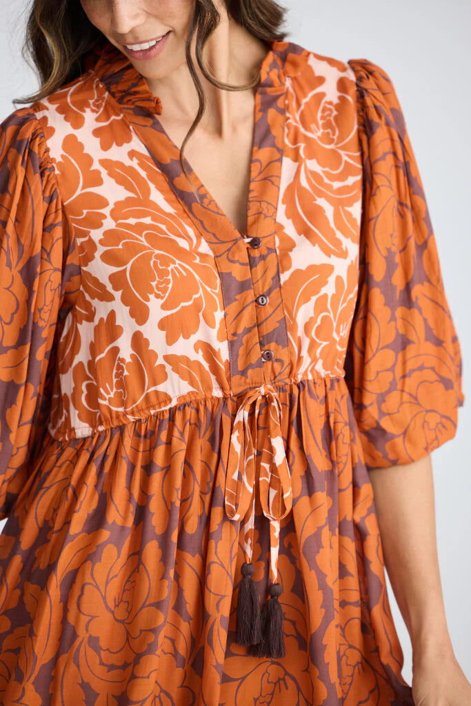 Holiday Island Time Dress Tuscan Palm Print