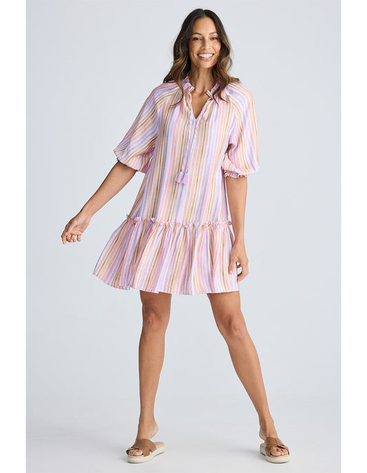 Holiday Avery Mini Dress Painterly Stripe