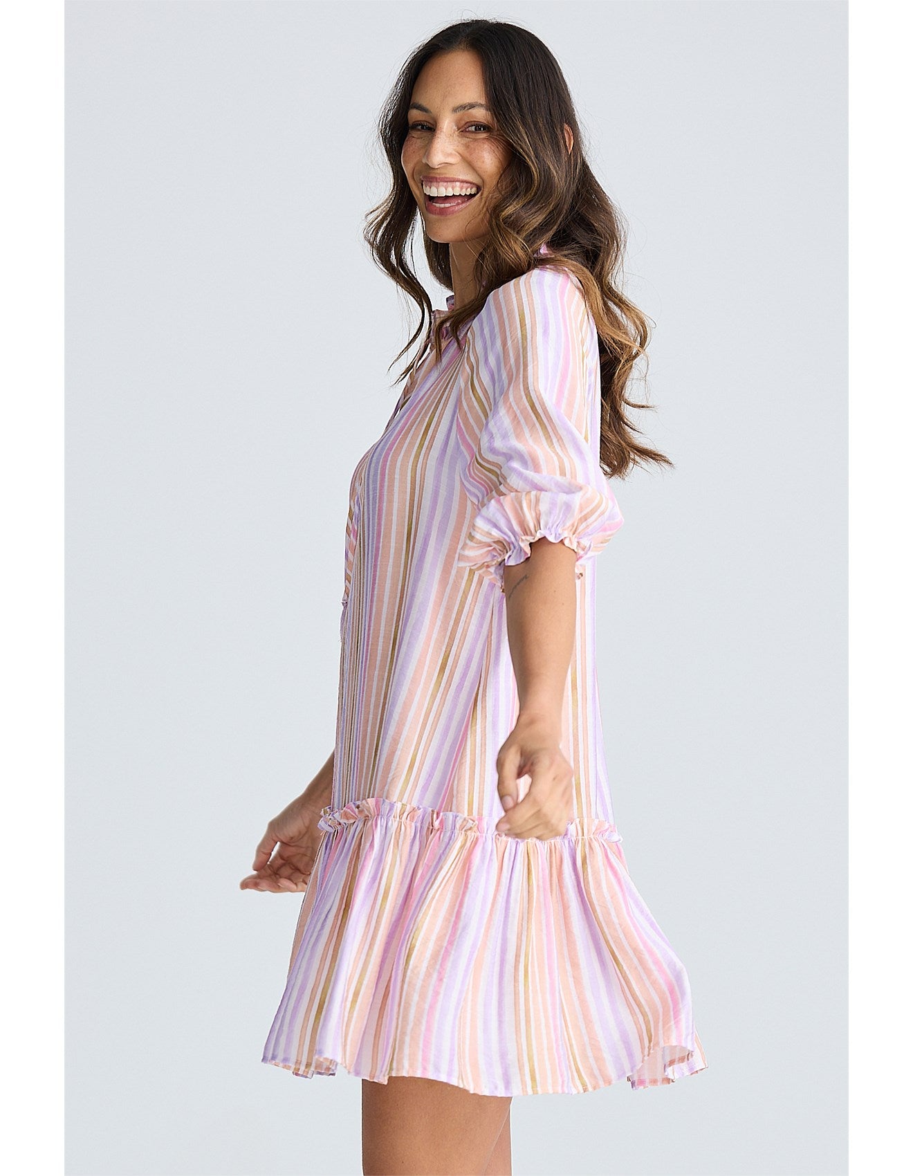 Holiday Avery Mini Dress Painterly Stripe