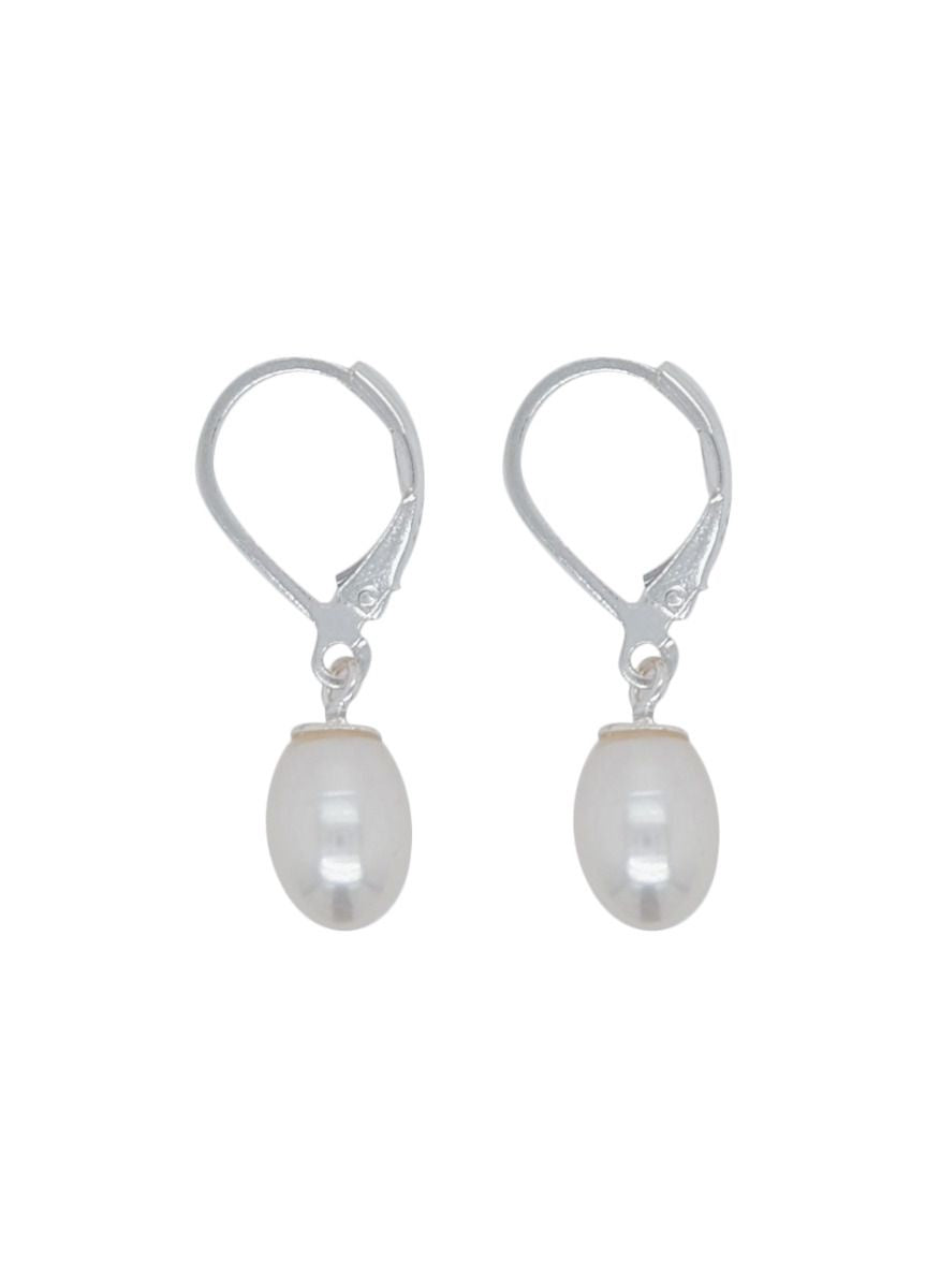 BD Sterling Silver & Pearl Leverback Earrings