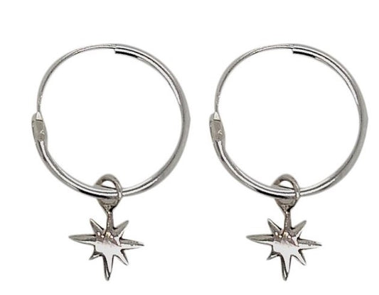 BD Sterling Silver Shining Star Hoops