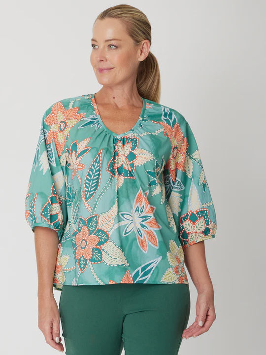 Luna Sky Larisa Vee Print Top Mint
