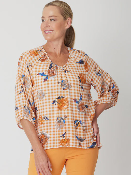 Luna Sky Gemma Hi-Low Hem Top Check