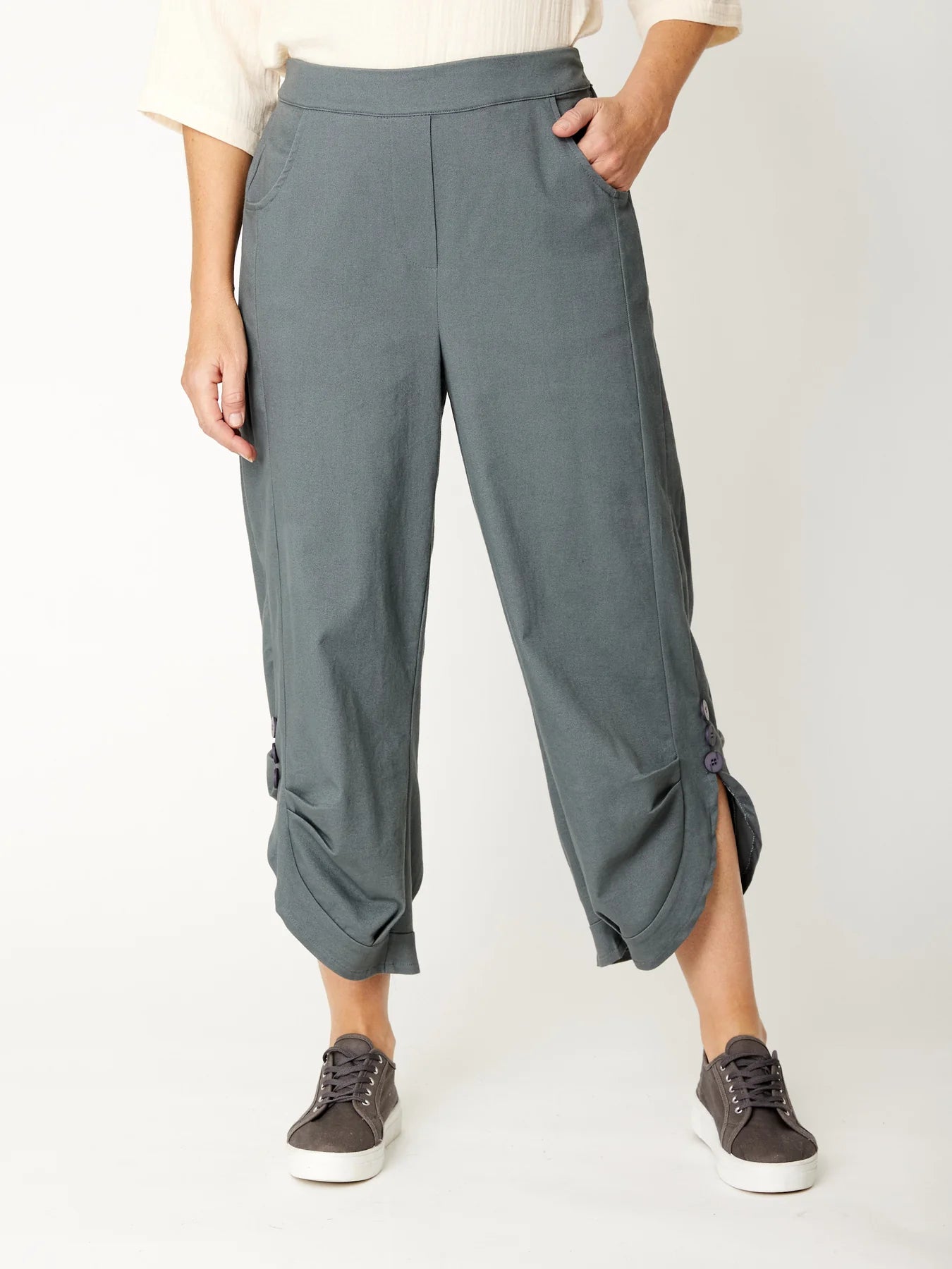 Luna Sky Anywhere Button Pant - Slate