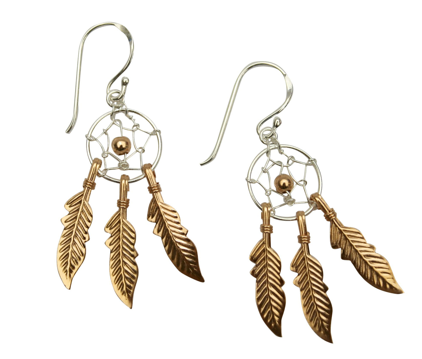 BD Silver & Rose Gold-Plated Dream Catcher Earrings
