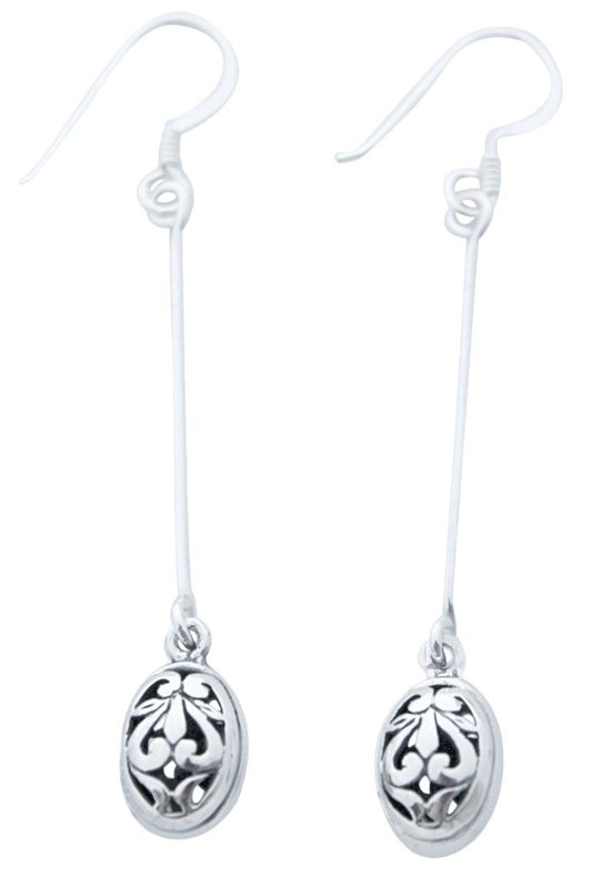 BD Sterling Silver Filigree Round Drop Earrings