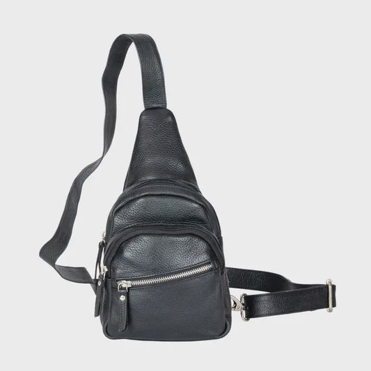 Greenwood Leather Summit Sling Backpack - Black