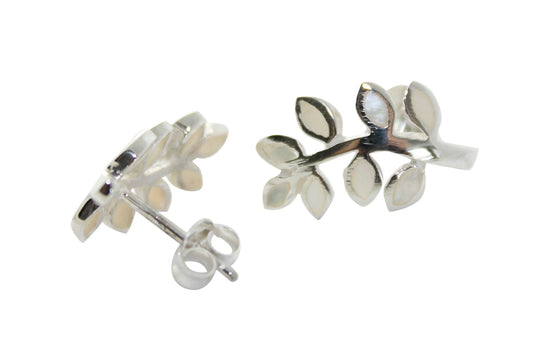 BD Sterling Silver & Mother of Pearl Leaf Studs