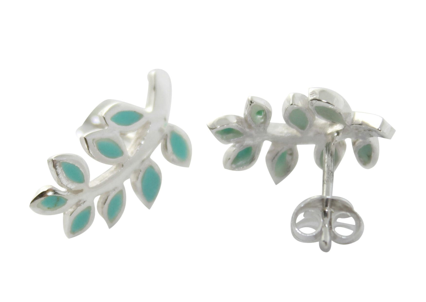 BD Sterling Silver & Turquoise Leaf Studs