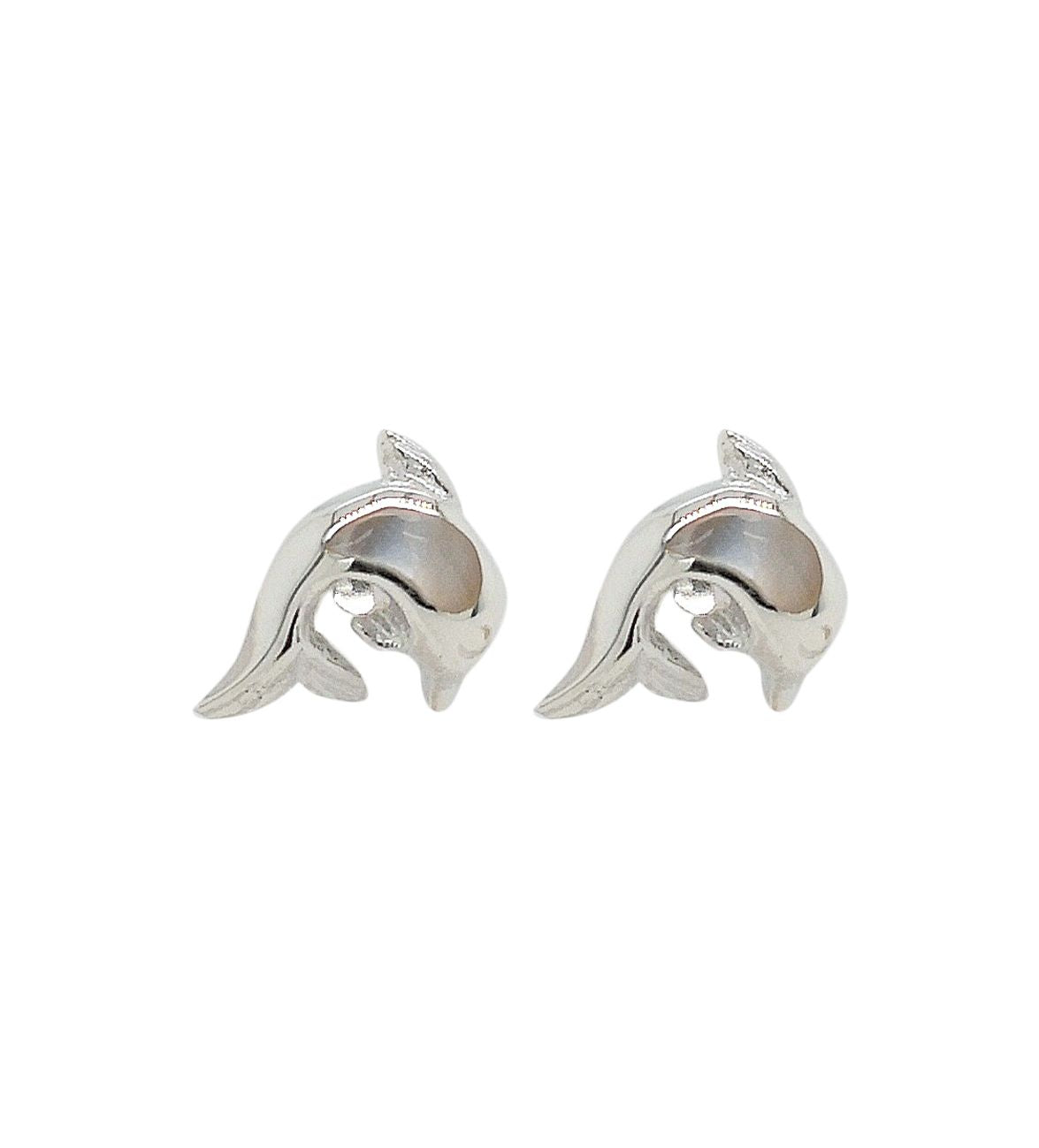 BD Sterling Silver & Mother of Pearl Dolphin Studs