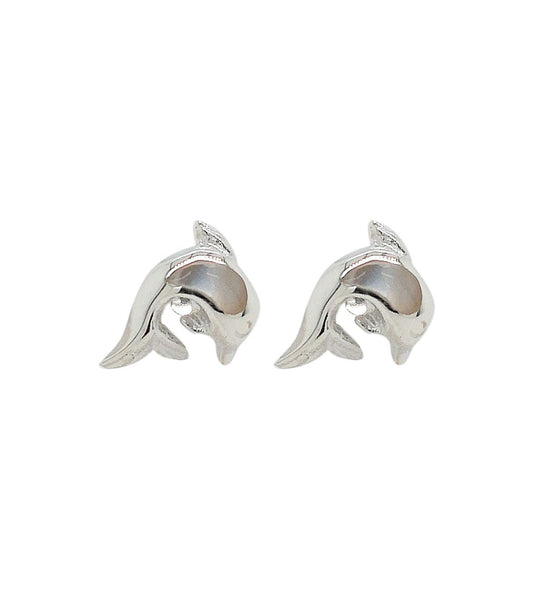 BD Sterling Silver & Mother of Pearl Dolphin Studs