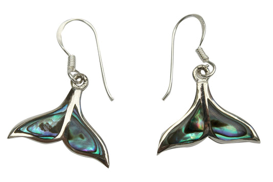 BD Sterling Silver & Paua Whale Tail Earrings