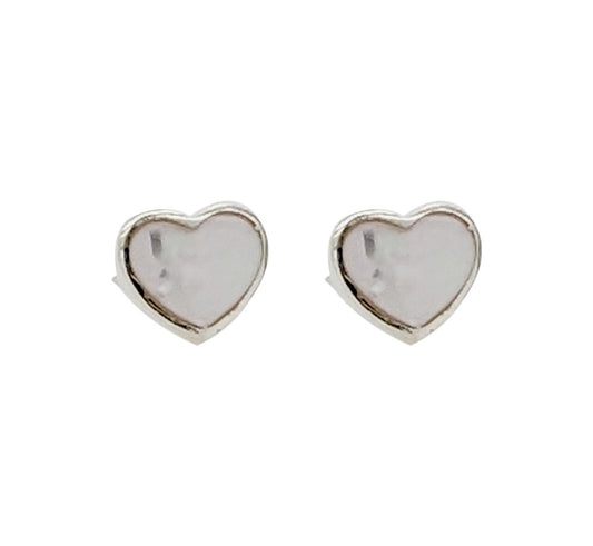 BD Sterling Silver & Pearl Heart Studs