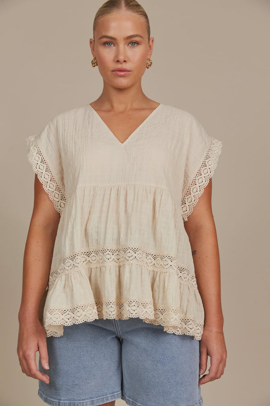 Isle Of Mine Fleur V Neck Top Canvas