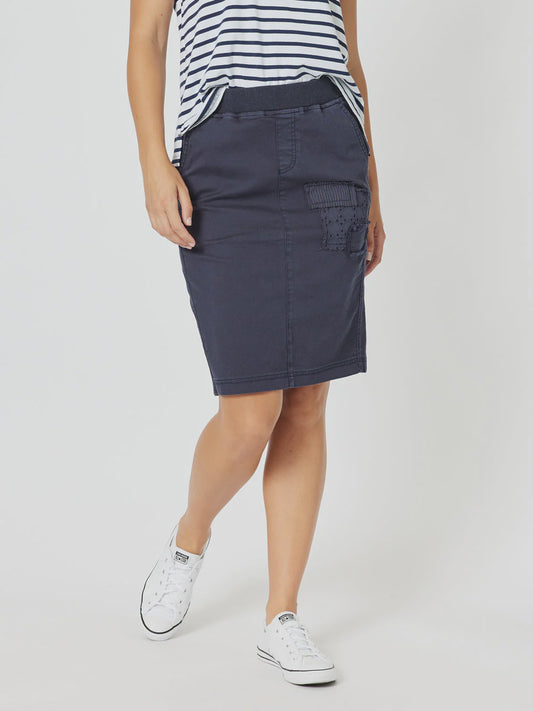 Threadz Portia Denim Skirt Navy