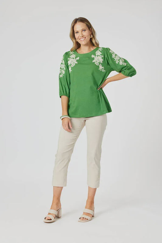 Clarity Jill Embroidered Tee Elm Multi