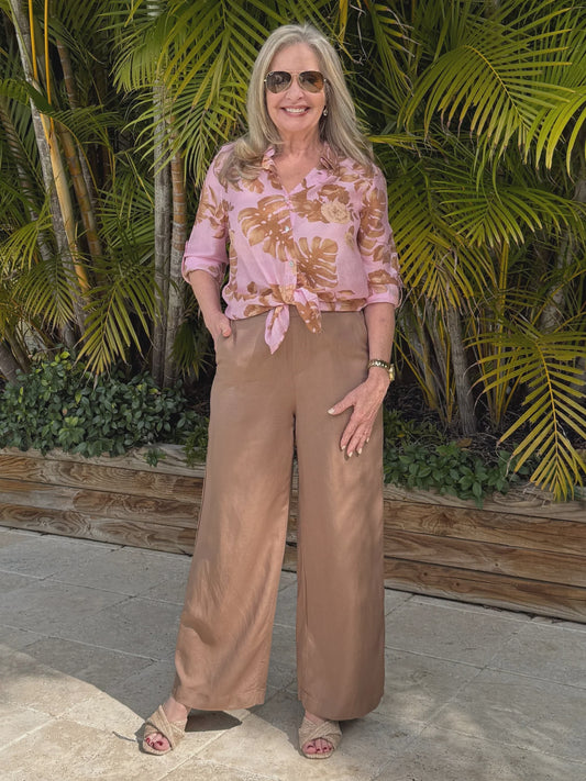 Gordon Smith Lino Wide Leg Pant Nutmeg