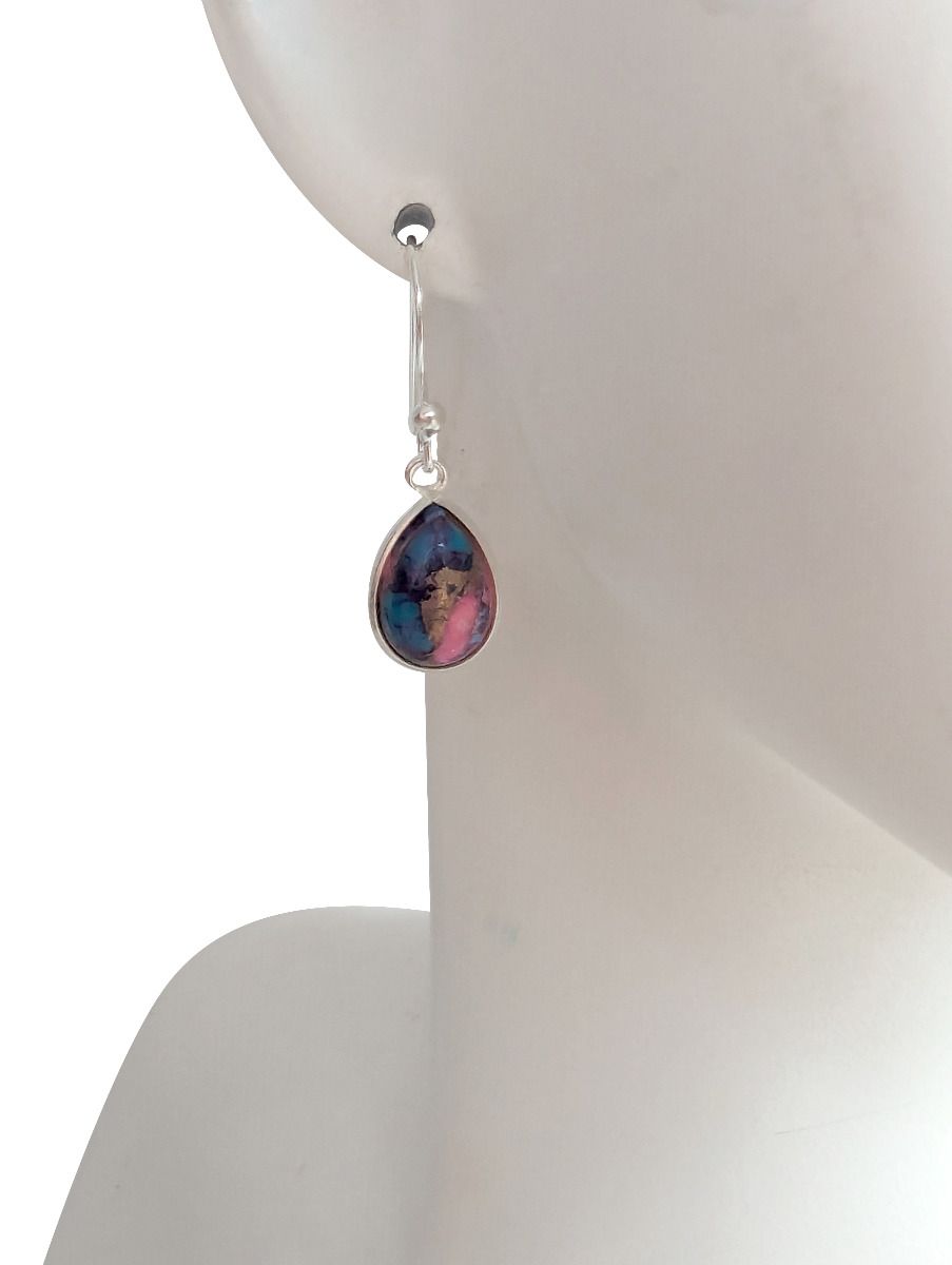 BD Sterling Silver Pear Pink Mohave Earrings