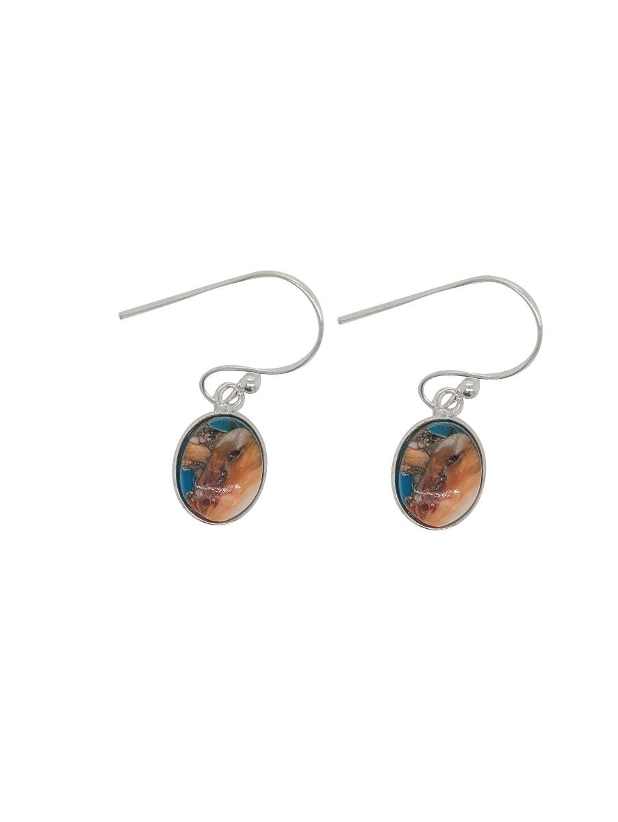 BD Sterling Silver Oval Orange Mohave Earings