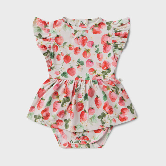 Snuggle Hunny Organic Short Sleeve Dress Strawberry