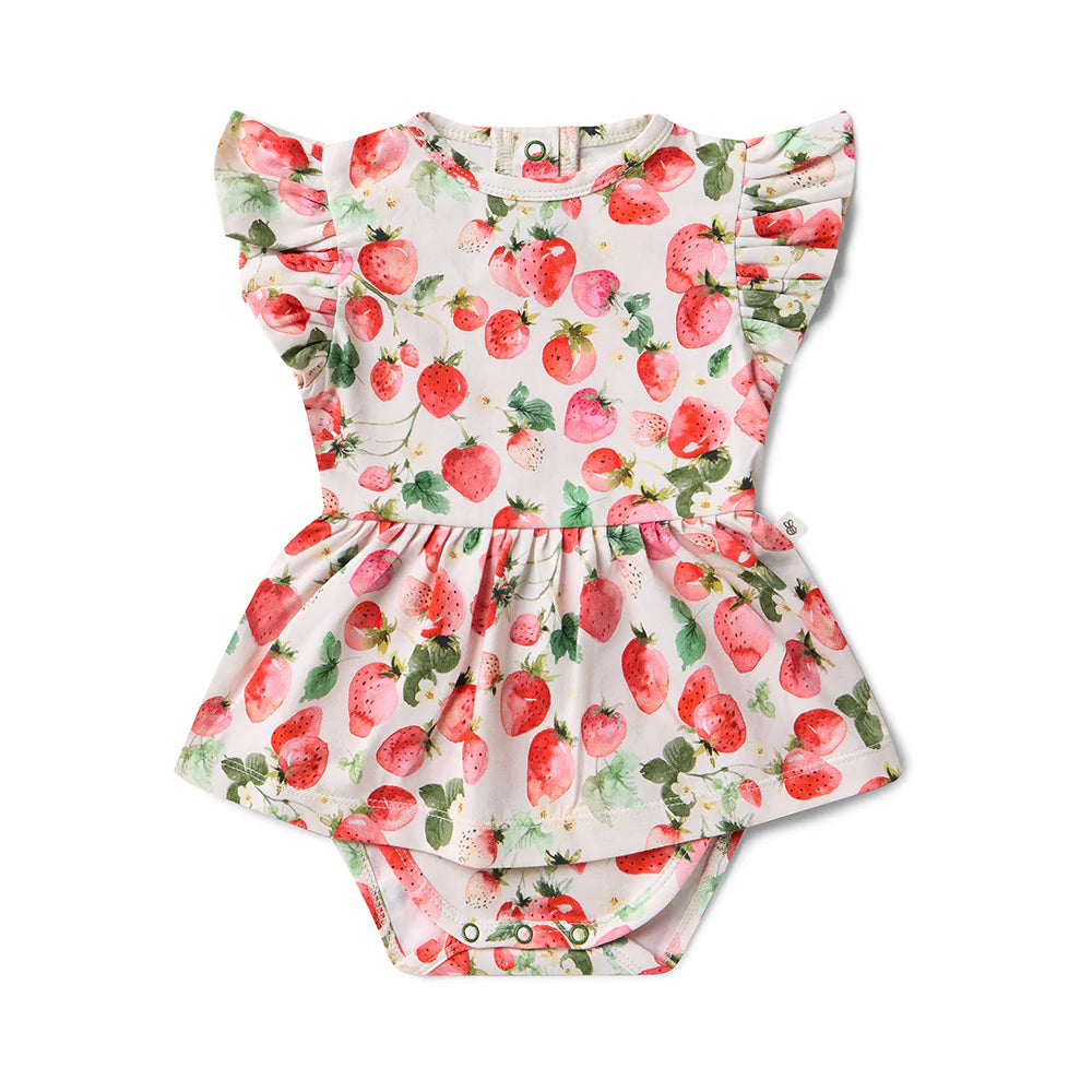 Snuggle Hunny Organic Short Sleeve Dress Strawberry
