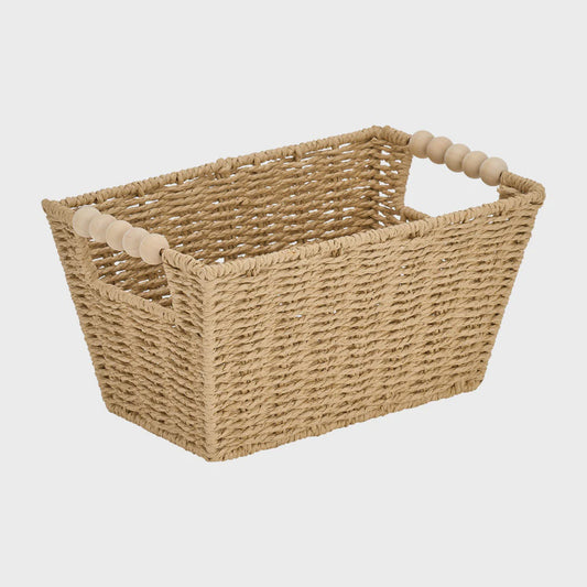 Annabel Trends Papier Woven Basket w Wood Beads