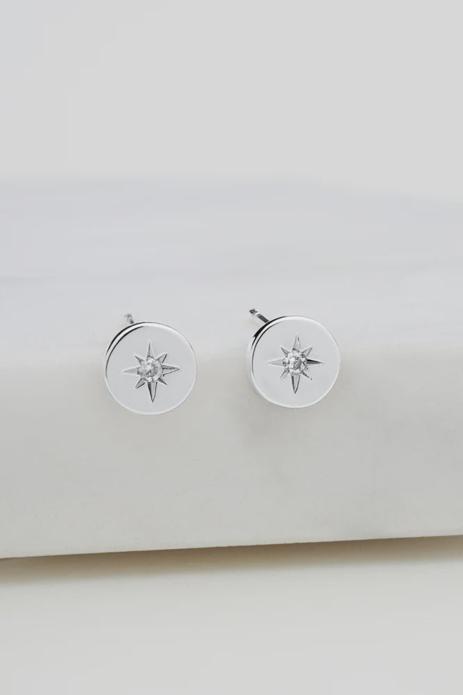 Zafino Crystal Disk Stud Earring - Sterling Silver