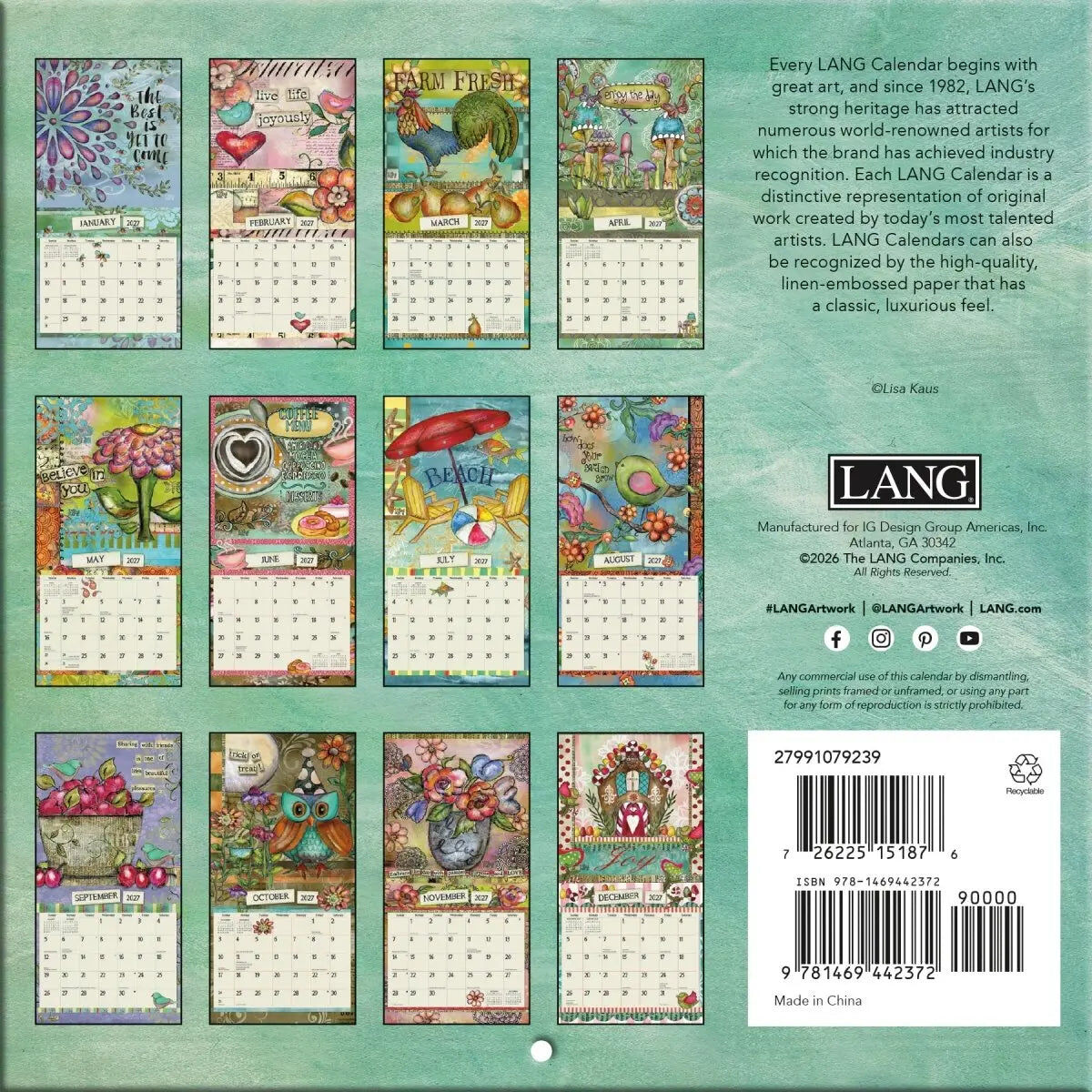 LANG 2027 Mini Calendar - Color My World